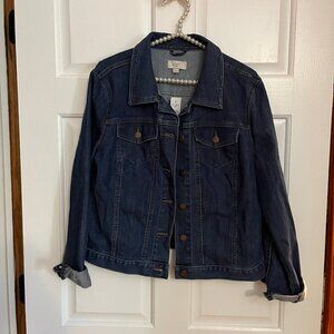 NEW LOFT Outlet Ladies Stretch Denim Button Up Jean Jacket Size L